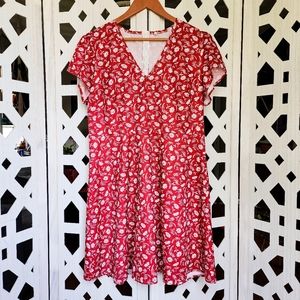 Red Floral A-line Dress